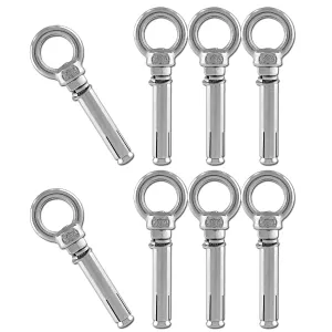Eyebolt Bolt Stainless Steel Wall Concrete Brick Anchor Expansion Bolts Ring Screw Eyes, Heavy Duty Anchor Fastener Eye Bolt (M8, 8 Pcs)
