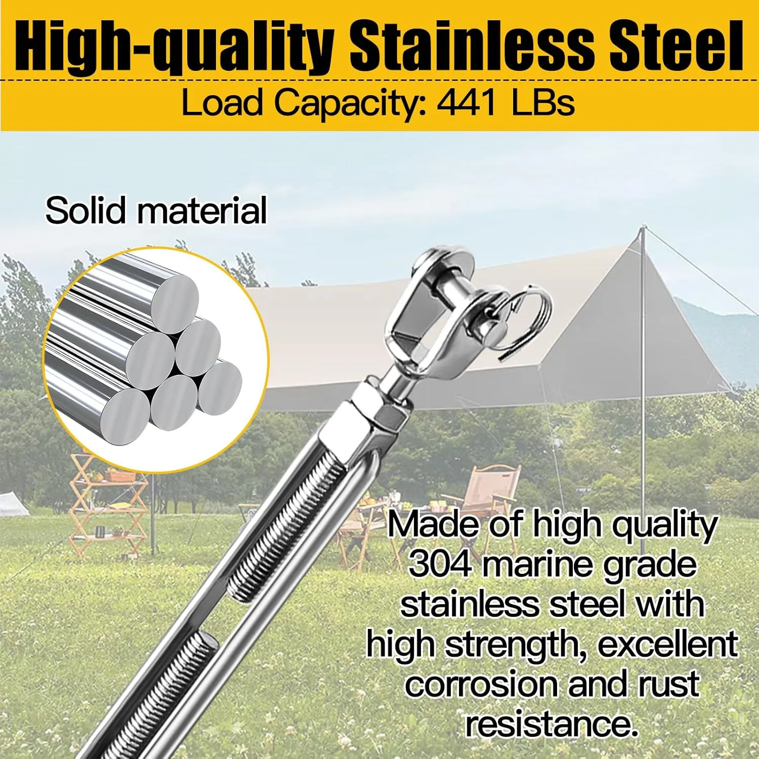 Eyourlife Upgraded Sun Shade Sail Hardware Kit with M8 Adjustable Turnbuckle and Threaded Eyebolts,Heavy Duty 304 Stainless Steel Hardware for Triangle Shade Sails Outdoor Installation,10Pcs