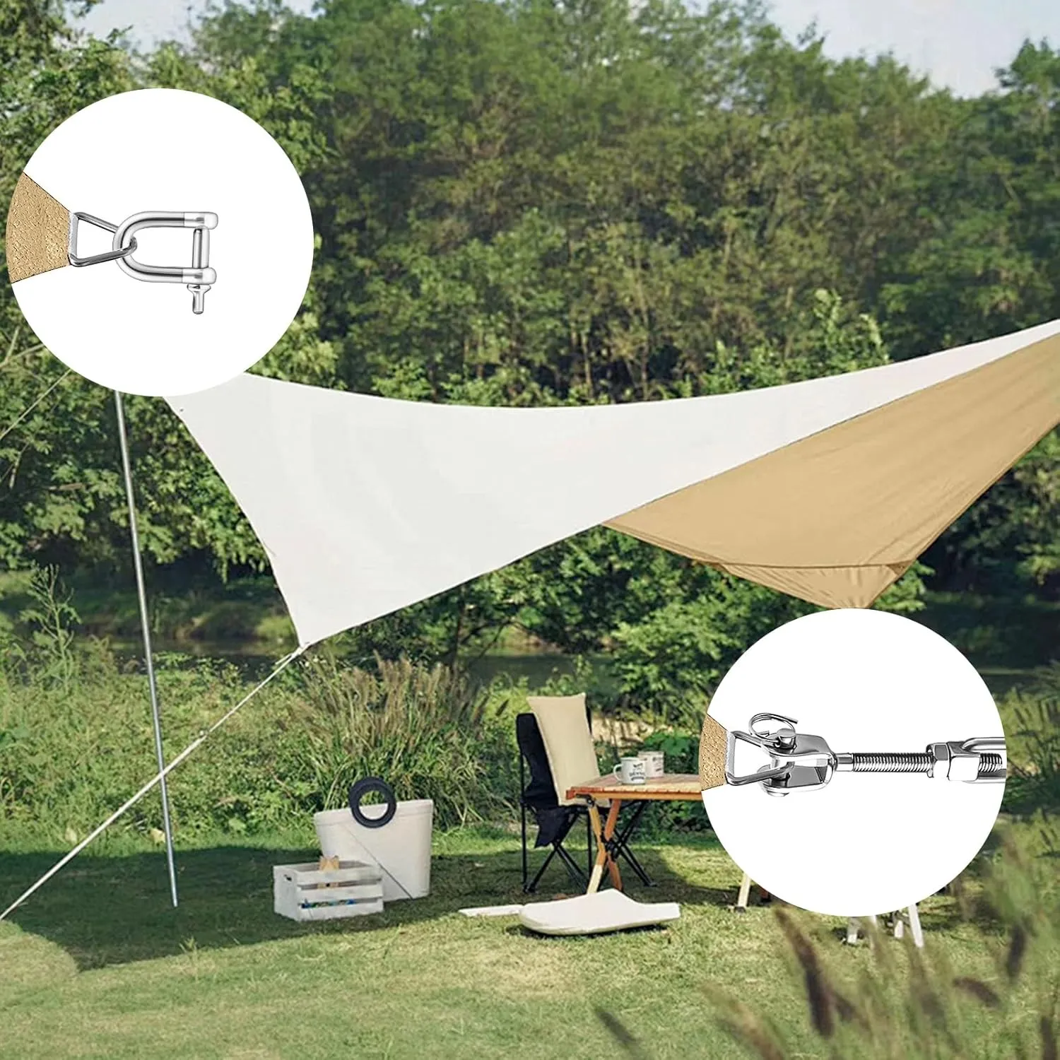 Eyourlife Upgraded Sun Shade Sail Hardware Kit with M8 Adjustable Turnbuckle and Threaded Eyebolts,Heavy Duty 304 Stainless Steel Hardware for Triangle Shade Sails Outdoor Installation,10Pcs