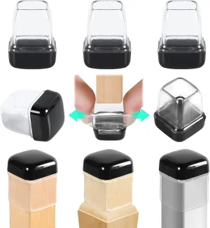Ezprotekt 24 Pcs Clear Chair Leg Sliders for Carpet, Square Teflon Furniture Glides Protectors Covers, Bar Stool Carpet Sliders Caps for Chair Table Desk Couch Legs (S Fit: 3/5" to 7/10")