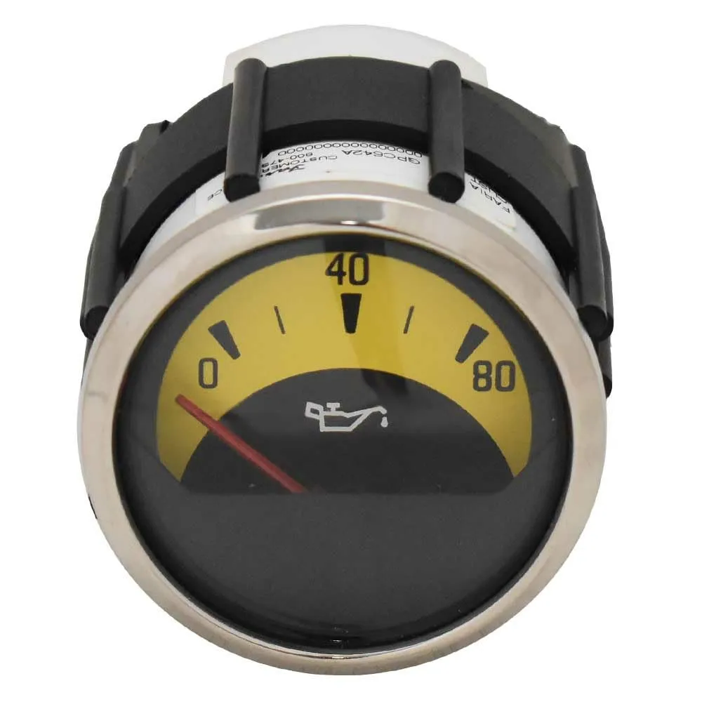 Faria Boat 80 PSI Oil Gauge GPC642A | 2 Inch Glastron Yellow SS