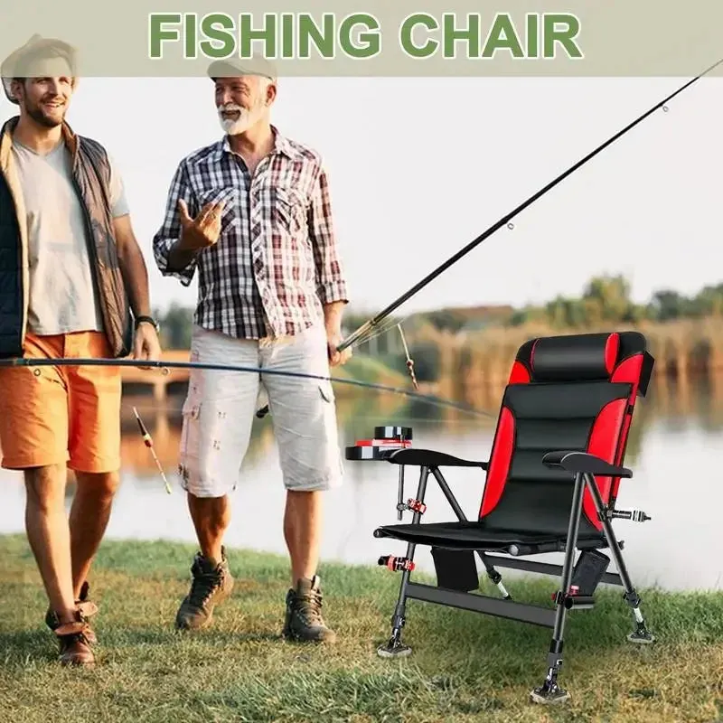 Fishing Chair Folding Camp Chairs  Outdoor Fishing  Terrain Fold  Chair With Adjustable Feet Reclining Camping Chair Ice