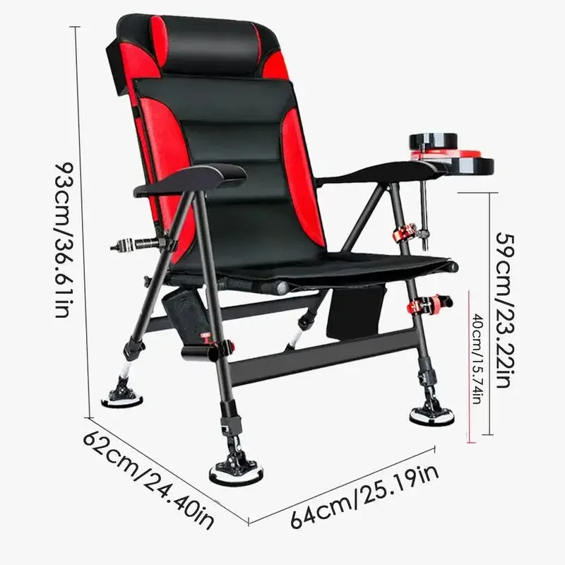 Fishing Chair Folding Camp Chairs  Outdoor Fishing  Terrain Fold  Chair With Adjustable Feet Reclining Camping Chair Ice