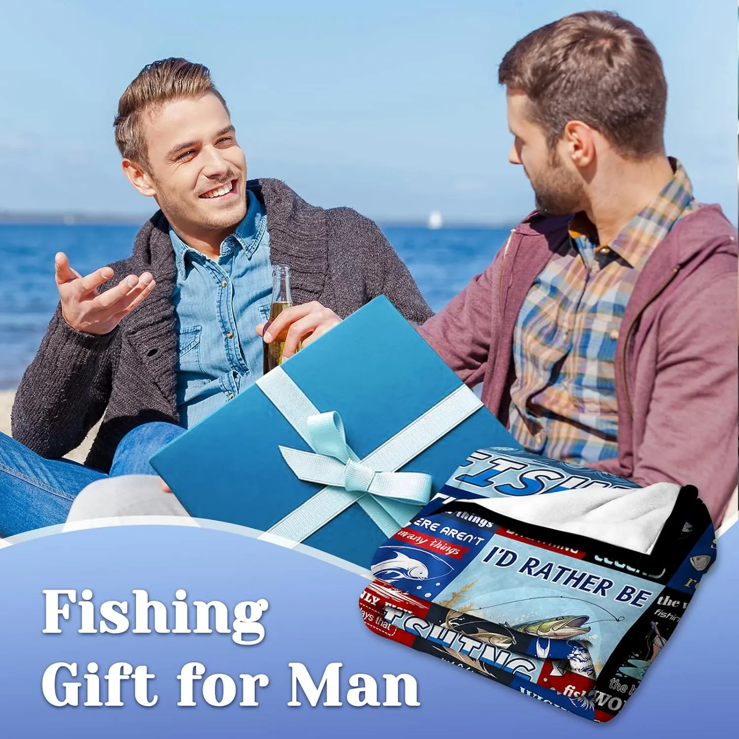 Fishing Gifts for Men, Fishing Enthusiast's Blanket Gift, Funny Blanket Gifts for a Fisherman, Birthday Gift for Fathers Day for Boy Dad Blankets, 50"x60"