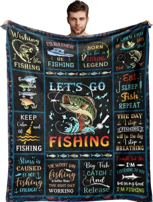 Fishing Gifts for Men Unique, Fishing Gifts, Funny Fishing Gifts for Boys/Women, Mens Fly Fishing Gift, Gifts for Men Who Love Fishing, Gifts for Fisherman, Bass Fishing Gift Blanket 60” x 50”