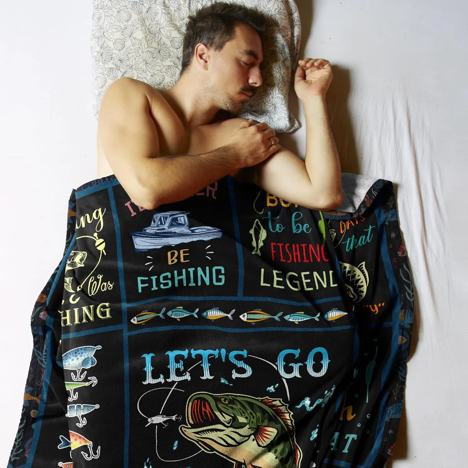 Fishing Gifts for Men Unique, Fishing Gifts, Funny Fishing Gifts for Boys/Women, Mens Fly Fishing Gift, Gifts for Men Who Love Fishing, Gifts for Fisherman, Bass Fishing Gift Blanket 60” x 50”