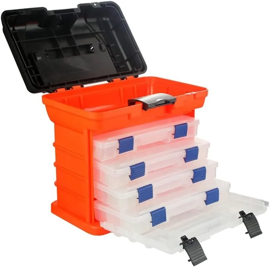 Fishing Tackle Box Waterproof Tackle Tools for Case Portable Large Capacity Fishing Storage Box Travel Container for Wilderness Surviv(Orange)