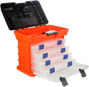 Fishing Tackle Box Waterproof Tackle Tools for Case Portable Large Capacity Fishing Storage Box Travel Container for Wilderness Surviv(Orange)