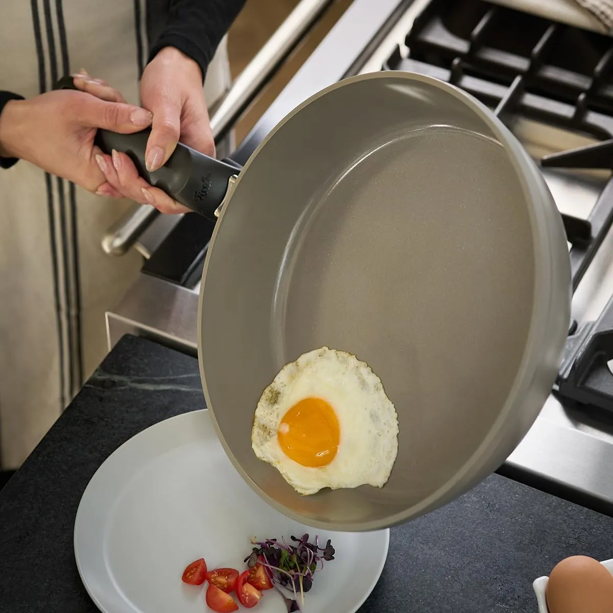 Fissler Ceratal Comfort Ceramic 10.2 Inch Non-Stick Frying Pan, Warm Grey, Made without PFAS
