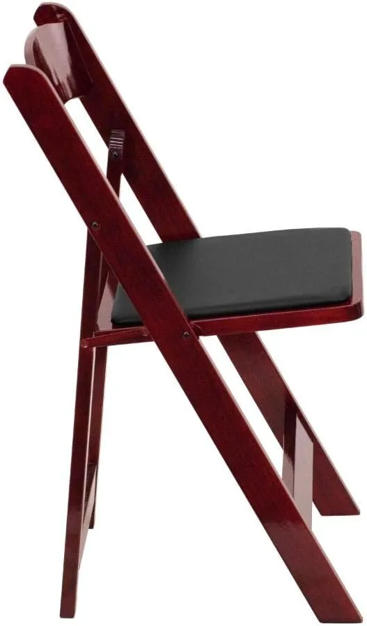 Flash Furniture 4 Pack HERCULES Series Mahogany Wood Folding Chair with Vinyl Padded Seat