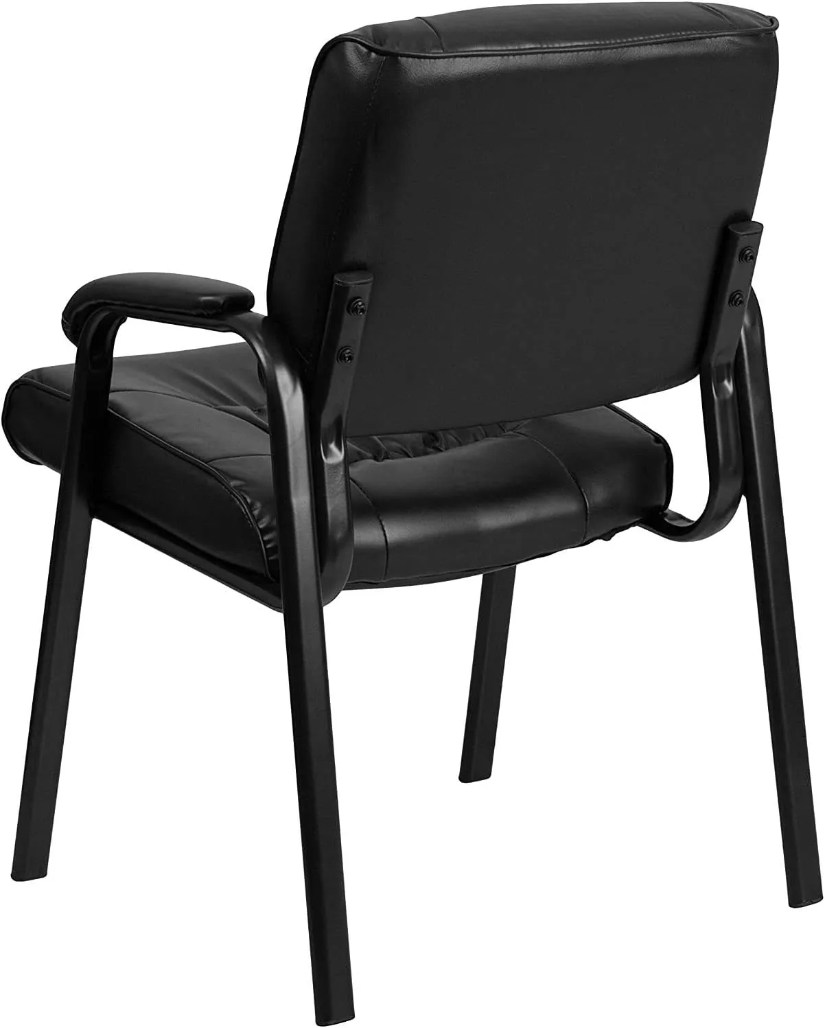 Flash Furniture Haeger LeatherSoft Tufted Executive Reception Chair with Padded Armrests, Upholstered Side Chair for Living Room or Office, Black