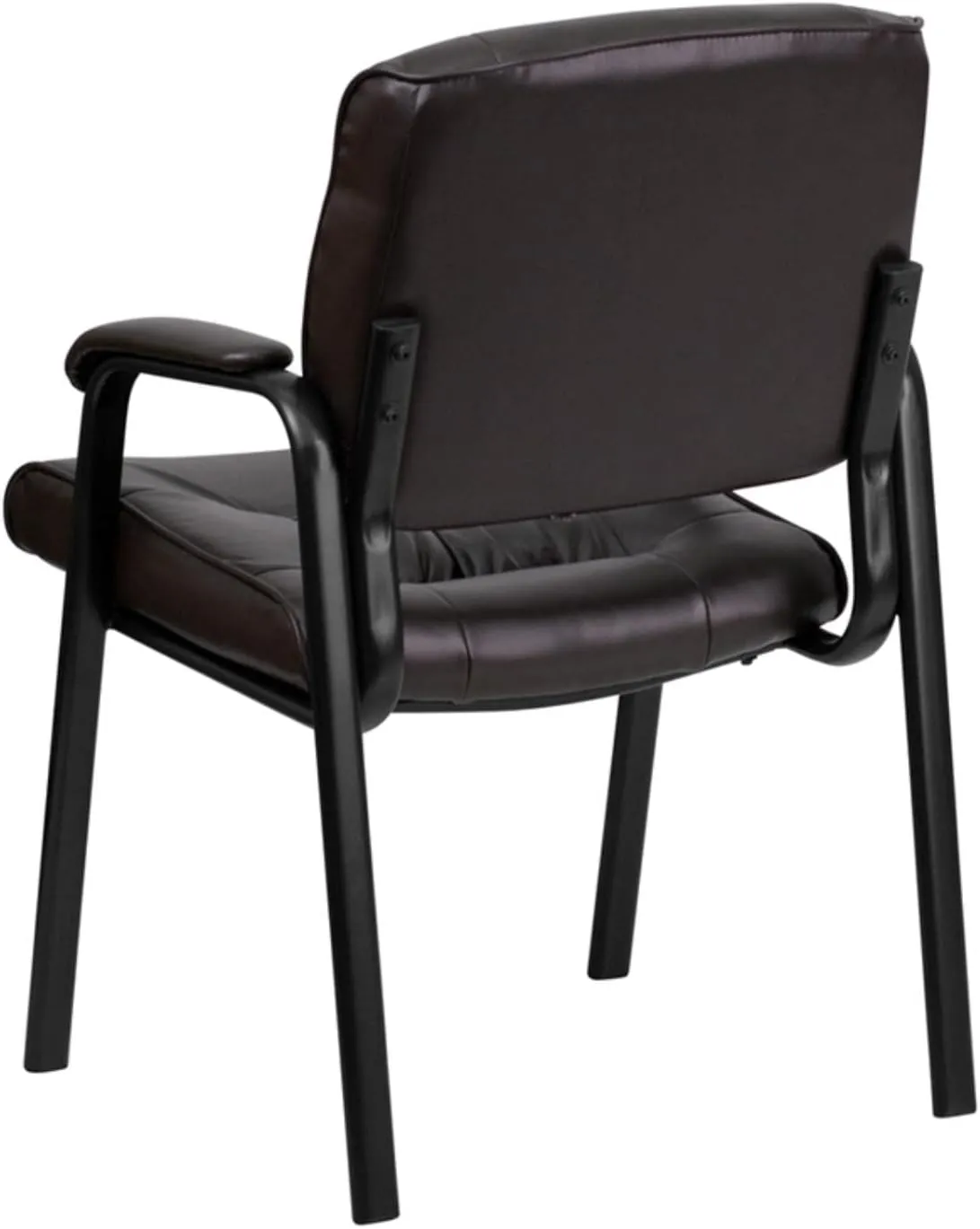Flash Furniture Haeger LeatherSoft Tufted Executive Reception Chair with Padded Armrests, Upholstered Side Chair for Living Room or Office, Brown