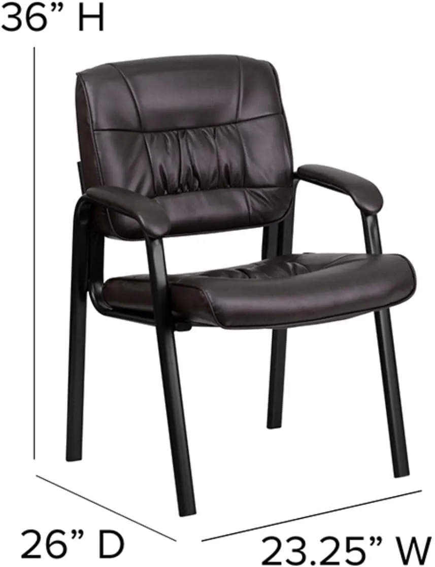 Flash Furniture Haeger LeatherSoft Tufted Executive Reception Chair with Padded Armrests, Upholstered Side Chair for Living Room or Office, Brown
