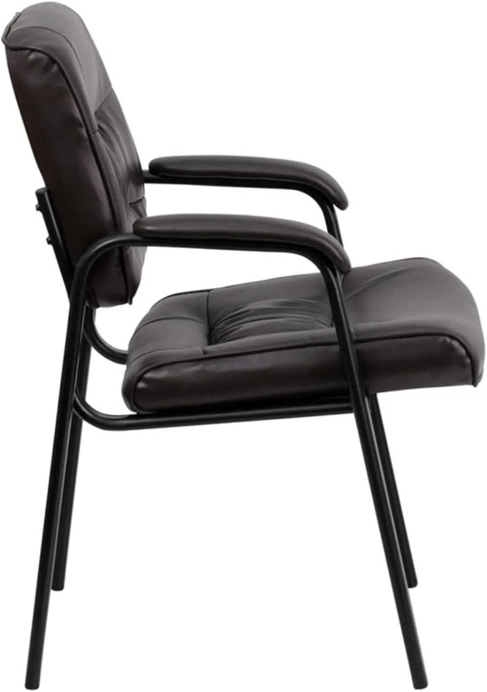 Flash Furniture Haeger LeatherSoft Tufted Executive Reception Chair with Padded Armrests, Upholstered Side Chair for Living Room or Office, Brown