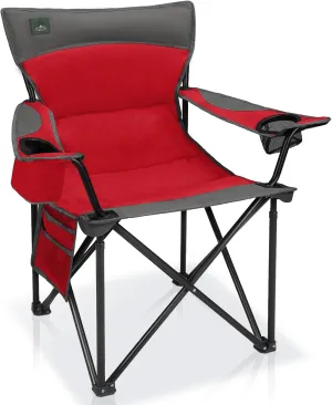 Foldable Camping Chair Heavy-Duty Outdoor Folding Chair Support Up to 300lbs for Hiking, Picnics, Patio, Beach, Fishing (Red)