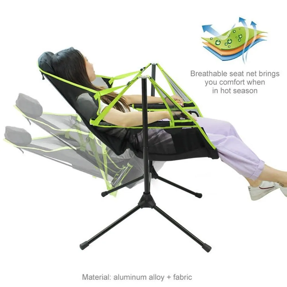 Foldable Luxury Camping Rocking Chair with Recliner and Swinging Comfort
