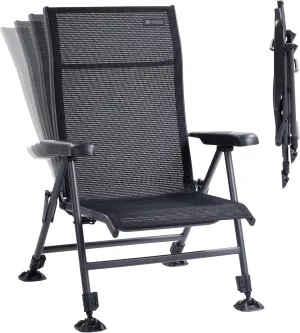 Folding Camping Chair, Outdoor Fishing Chair for Adults Breathable Mesh with Adjustable High Back Support and Leg, Aluminum Frame for Fishing, Camp, Lawn, Patio.