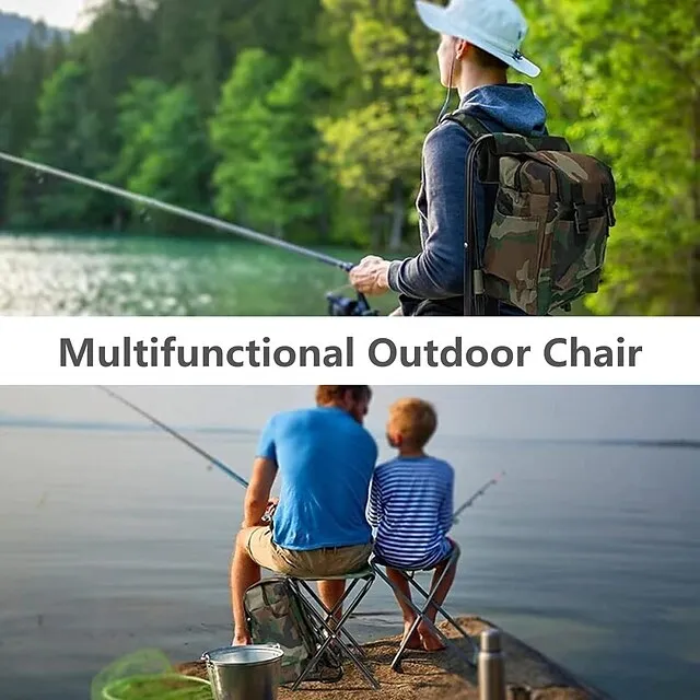 Folding Camping Chair Stool Backpack, Mini Folding Chair Outdoor, Portable Seat Table Bag for Indoor Fishing Outdoor Travel Hiking Beach BBQ (Camouflage)