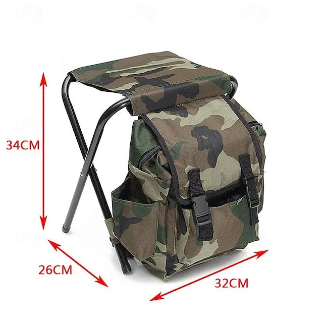 Folding Camping Chair Stool Backpack, Mini Folding Chair Outdoor, Portable Seat Table Bag for Indoor Fishing Outdoor Travel Hiking Beach BBQ (Camouflage)