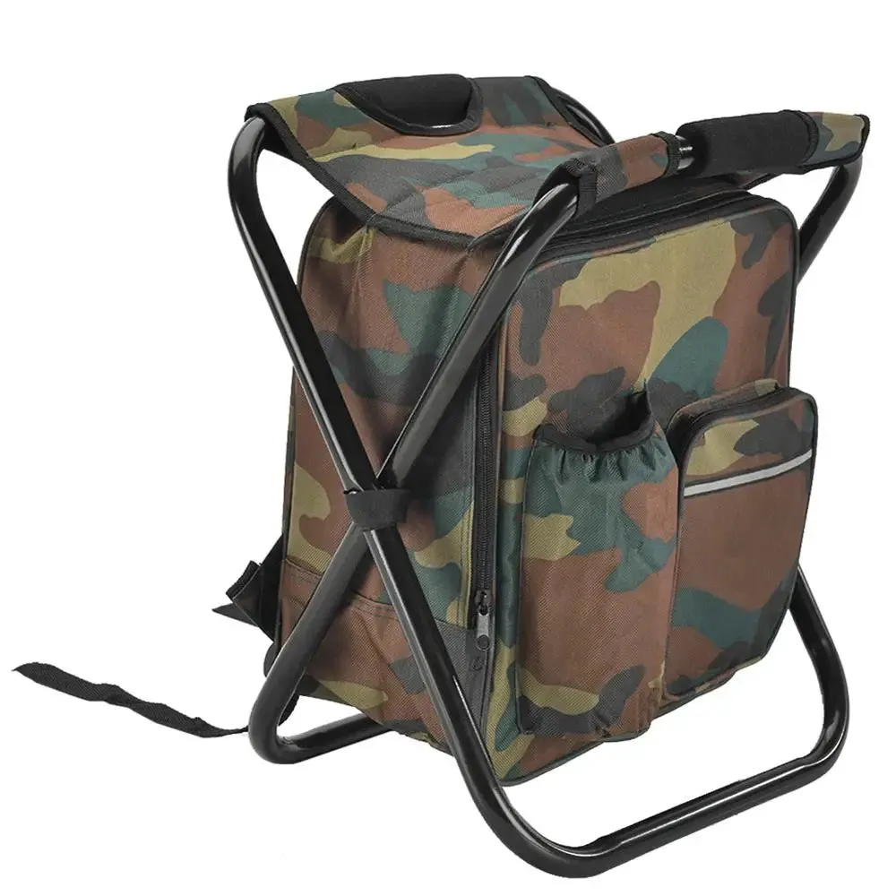 Folding Chair Fishing Chair Outdoor Camping Picnic Portable Thermal Cooler Insulated Backpack Camping Chair Travel Furniture