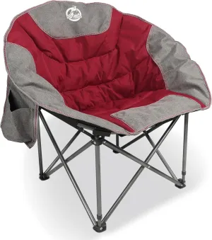 Folding Compact Camping Moon Chair, Outdoor Padded Saucer Round Chair w/Cup Holder Supports up to 300 lbs for Beach Hiking Fishing Picnic Lawn,Red