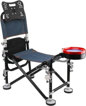 Folding Fishing Stool Backpacking Chair, Camping Stool Recliner Chair with Headrest, with Bait Tray,Tool Pack,Rod Holder, Portable Carry Bag for BBQ, Hiking, Beach, Travel Black