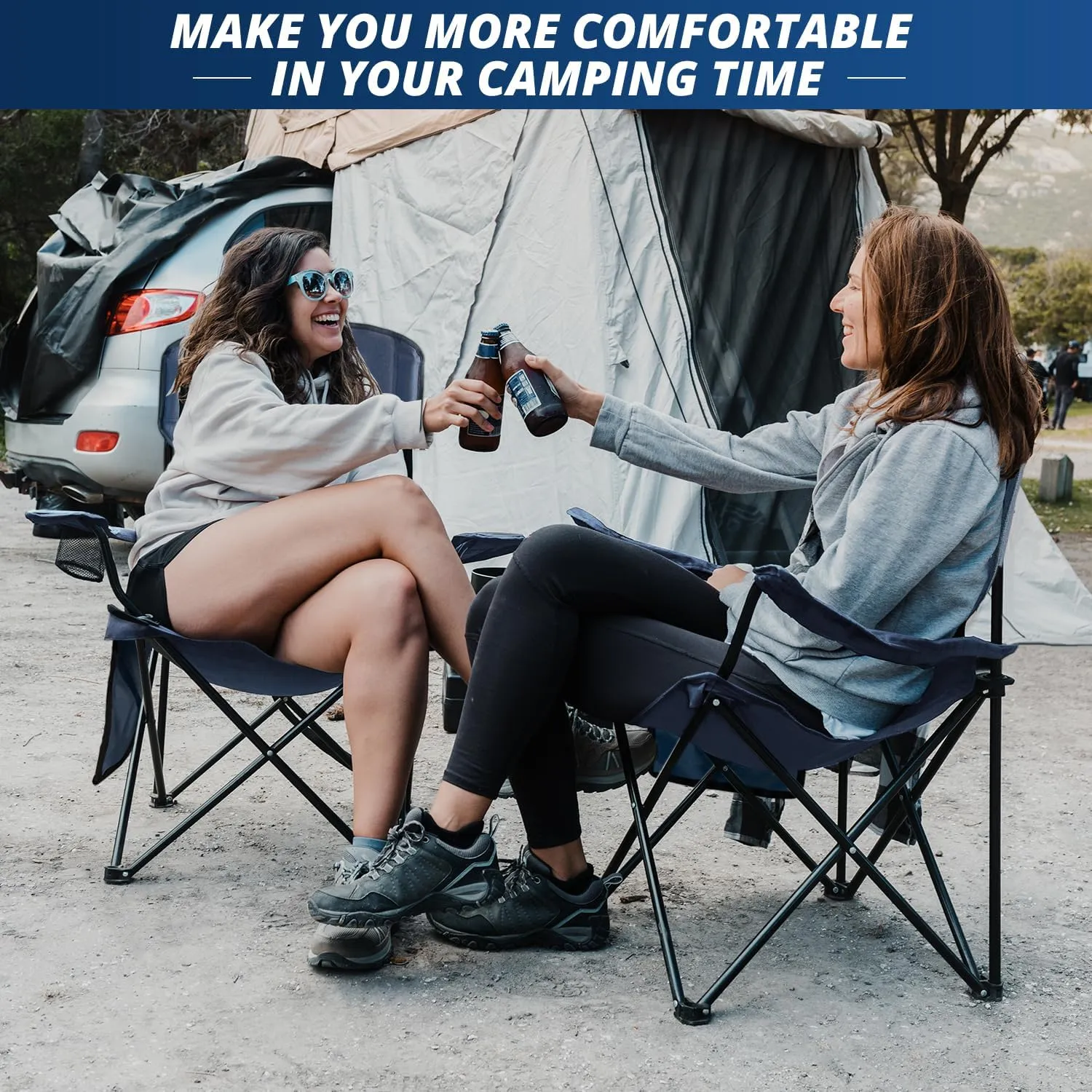 Folding Outdoor Beach Camp Chair with Cup Holder, Storage Pocket, Waterproof Bag Outdoor Arm Chair, Supports 225LBS, Cyan