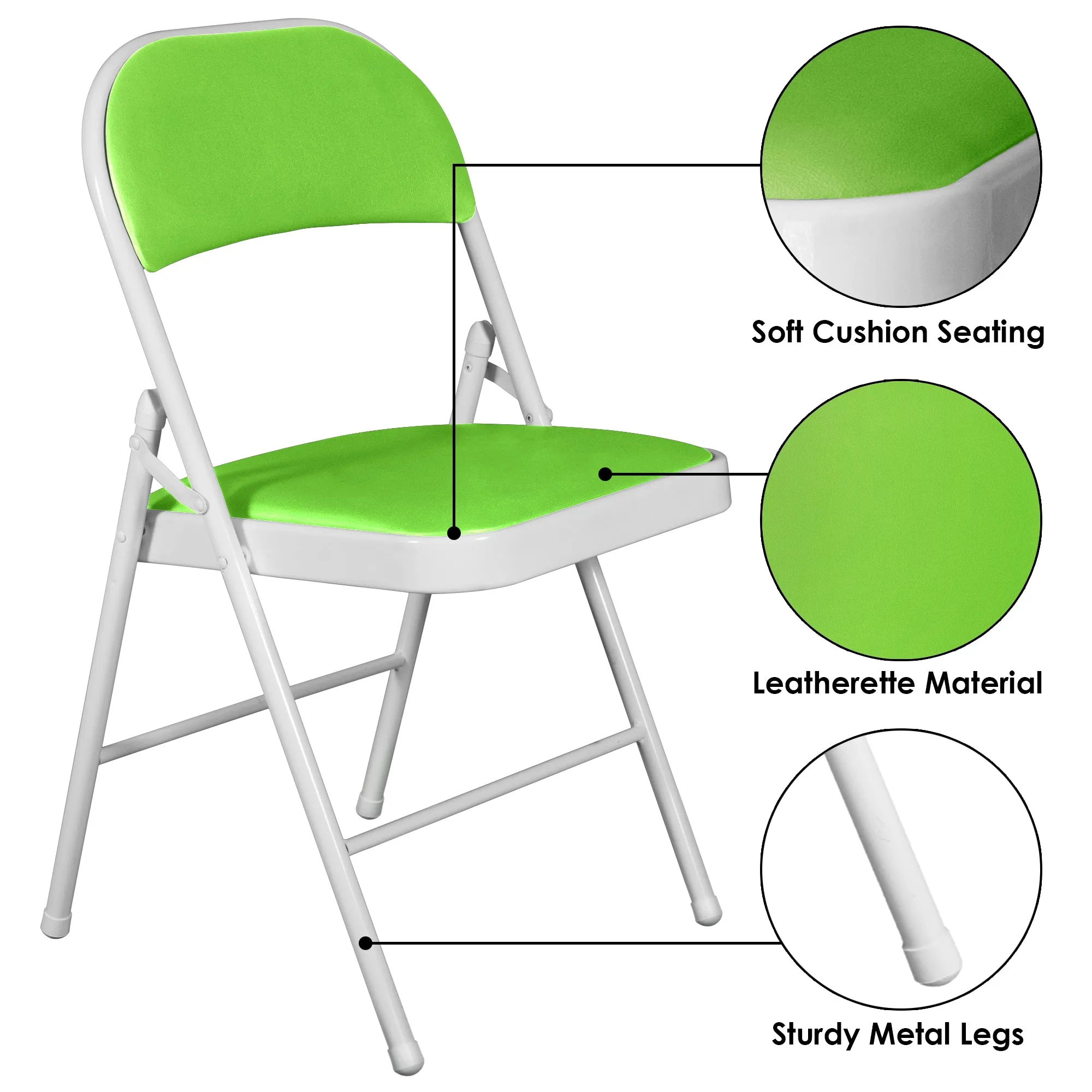 Folding Padded Green Metal Chair