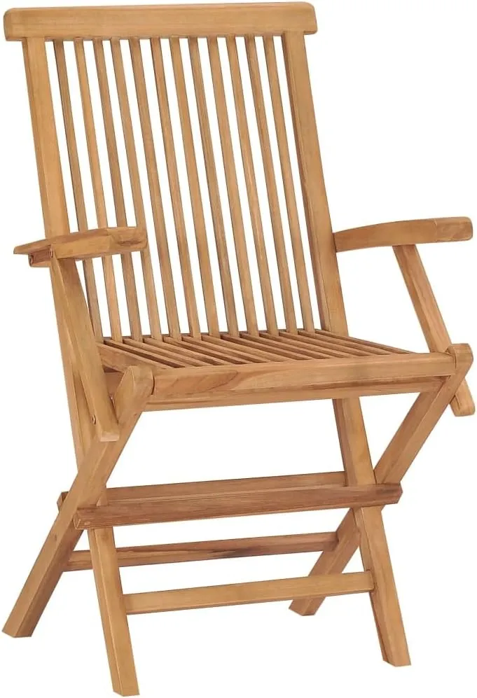 Folding Patio Chairs 3-Piece Set Solid Teak Wood Outdoor Chairs Garden Lounge Dining Chairs Comfortable Folding Patio Furniture for Garden, Balcony, Lawn, and Poolside