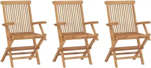 Folding Patio Chairs 3-Piece Set Solid Teak Wood Outdoor Chairs Garden Lounge Dining Chairs Comfortable Folding Patio Furniture for Garden, Balcony, Lawn, and Poolside