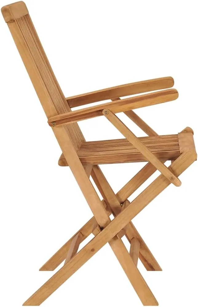 Folding Patio Chairs 3-Piece Set Solid Teak Wood Outdoor Chairs Garden Lounge Dining Chairs Comfortable Folding Patio Furniture for Garden, Balcony, Lawn, and Poolside
