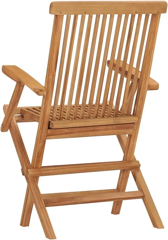 Folding Patio Chairs 3-Piece Set Solid Teak Wood Outdoor Chairs Garden Lounge Dining Chairs Comfortable Folding Patio Furniture for Garden, Balcony, Lawn, and Poolside