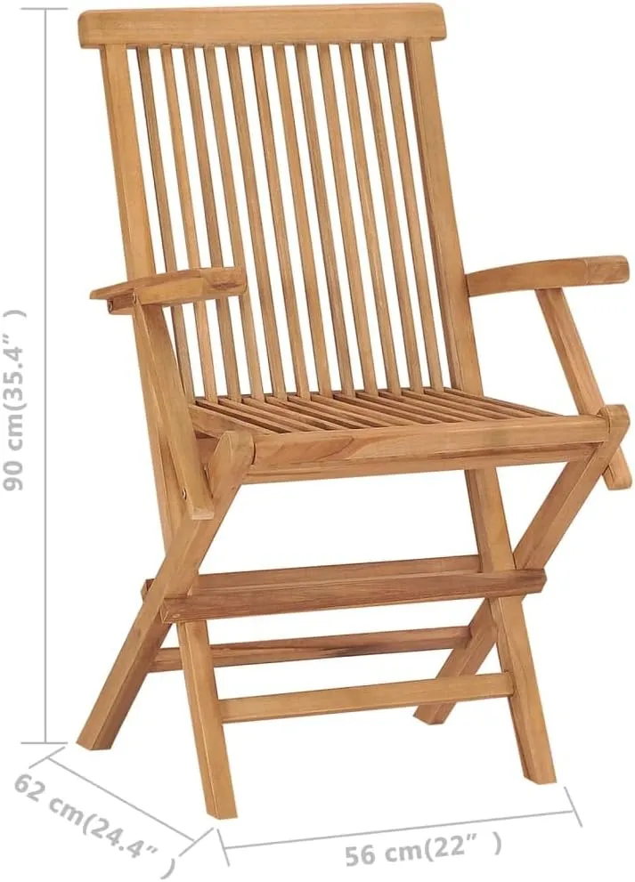Folding Patio Chairs 3-Piece Set Solid Teak Wood Outdoor Chairs Garden Lounge Dining Chairs Comfortable Folding Patio Furniture for Garden, Balcony, Lawn, and Poolside