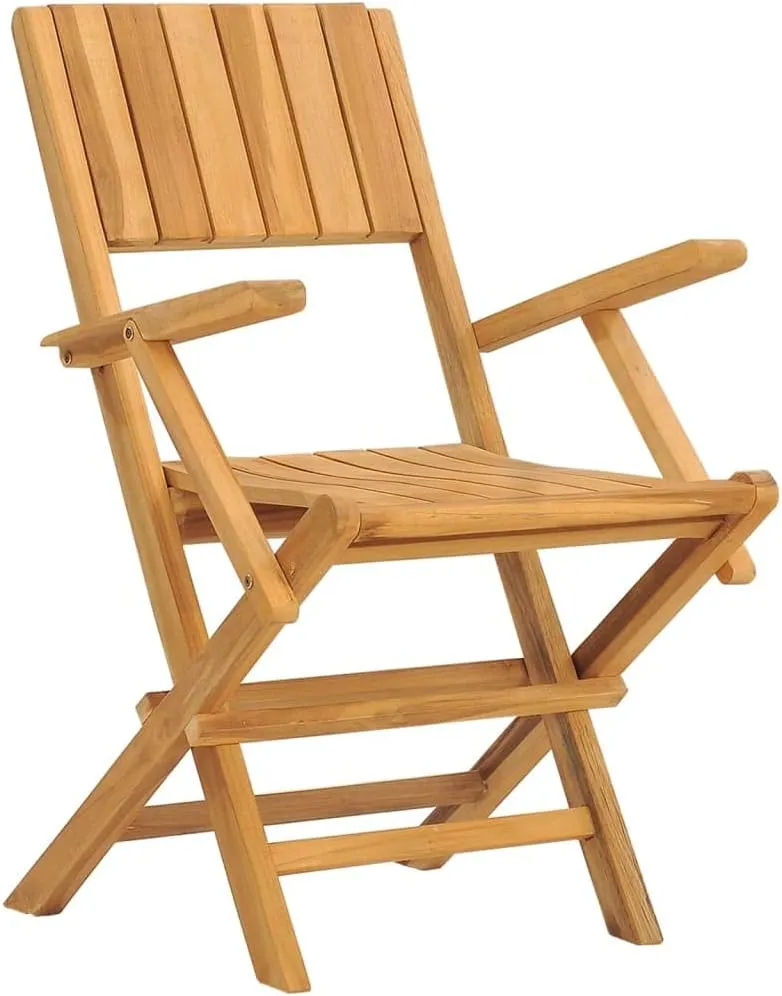 Folding Patio Chairs Set of 6 Teak Wood Outdoor Chairs with Armrests and Backrest 21.7"x24"x35.4" Weather Resistant Folding Garden Lounge Chairs for Patio, Lawn, Camping, and Dining