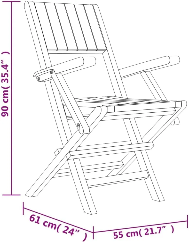 Folding Patio Chairs Set of 6 Teak Wood Outdoor Chairs with Armrests and Backrest 21.7"x24"x35.4" Weather Resistant Folding Garden Lounge Chairs for Patio, Lawn, Camping, and Dining