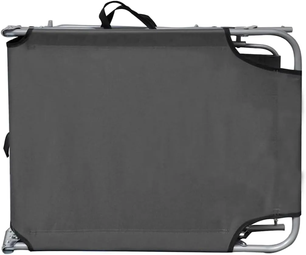 Folding Sun Lounger with Canopy Gray Aluminumrecliner Tanning Chair Camping Chairs Patio Suitable for Garden Courtyard