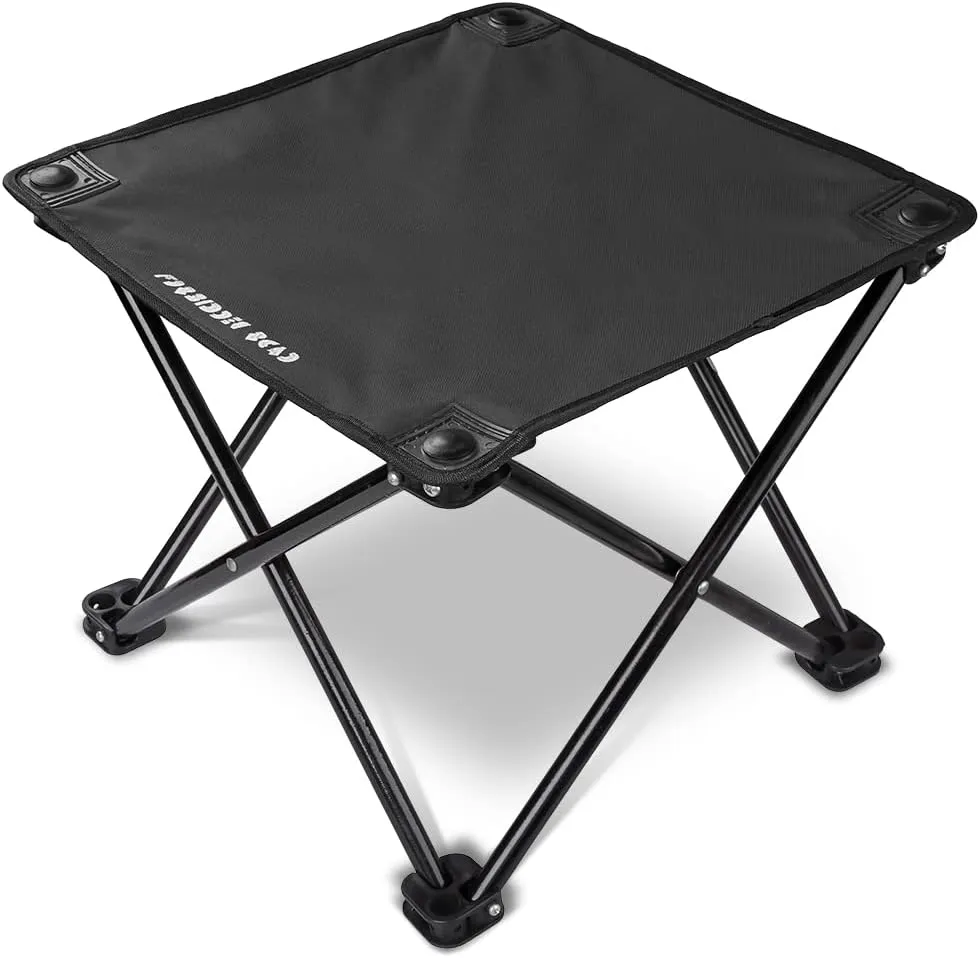 Forbidden Road Camping Stool Portable Footrest for Hiking Fishing Backpacking Beach Travel - Capacity 220lbs (Black, 14.17 * 11.8 inch)