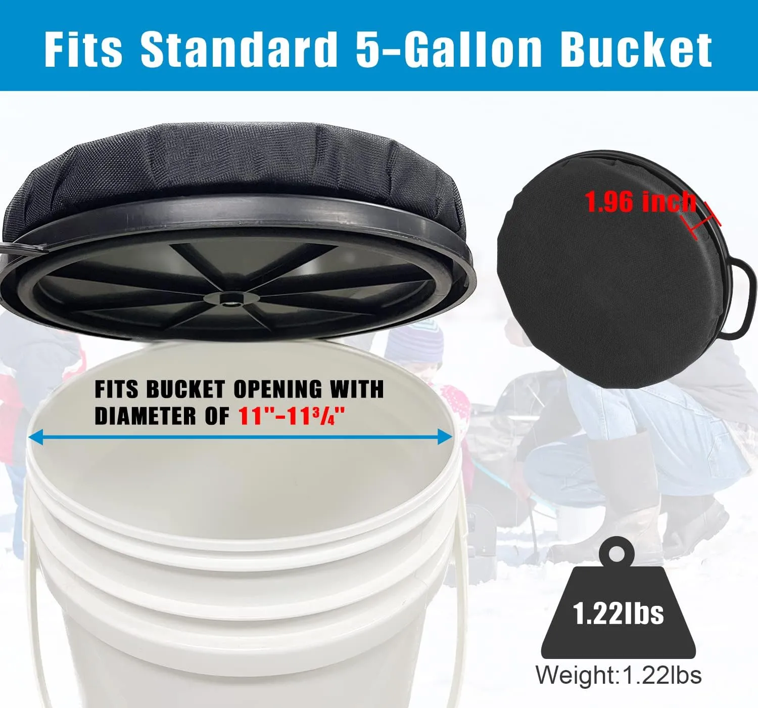 Foxtune 360-Degree Swivel Bucket Seat, 5 Gallon Bucket Lid, Spin Bucket Seat Cushion, Silent, Comfortable, Water-Resistant, for Fishing, Gardening, Hunting and Camping