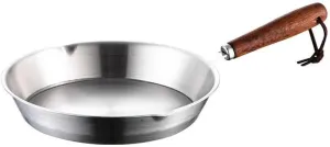 Frying Pan Stainless Steel Mini Frying Pan, Breakfast Egg Omelet Pan with Wood Handle for Frying Eggs or Single Servings Food,16cm