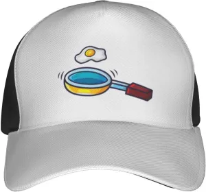 Frying Pan with Eggs Baseball Cap for Men Women Hat Trucker Hats Classic Low Profile Cotton Hats Adjustable Breathable Baseball Cap Fashion Golf Dad Hat Black