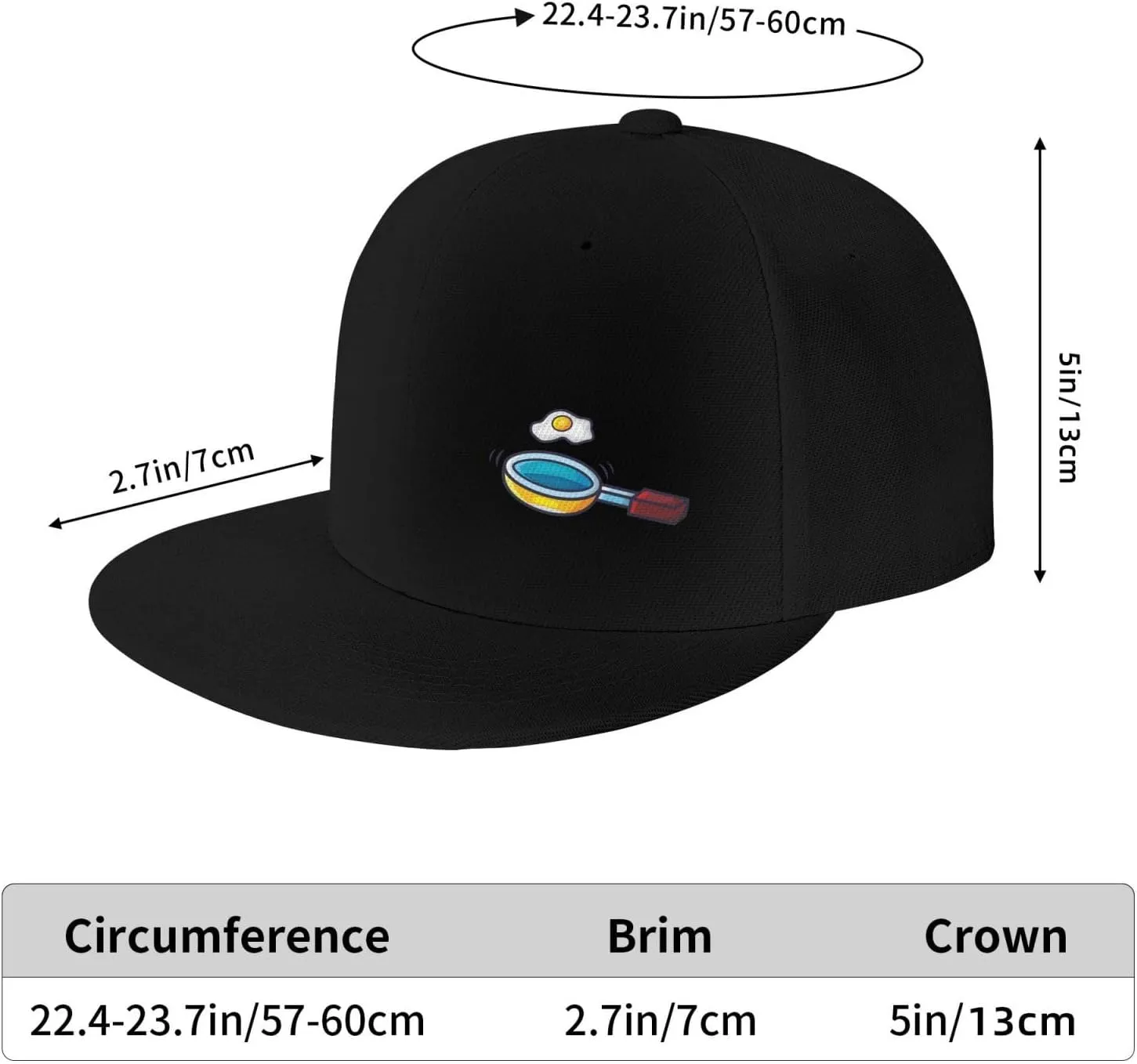 Frying Pan with Eggs Snapback Hats for Men Women Baseball Cap Flat Bill Brim Hat