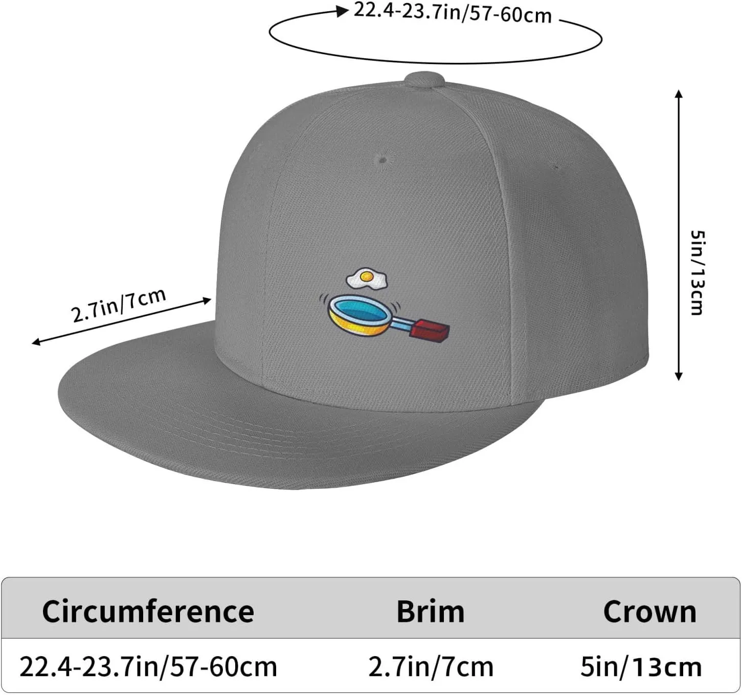 Frying Pan with Eggs Snapback Hats for Men Women Baseball Cap Flat Bill Brim Hat