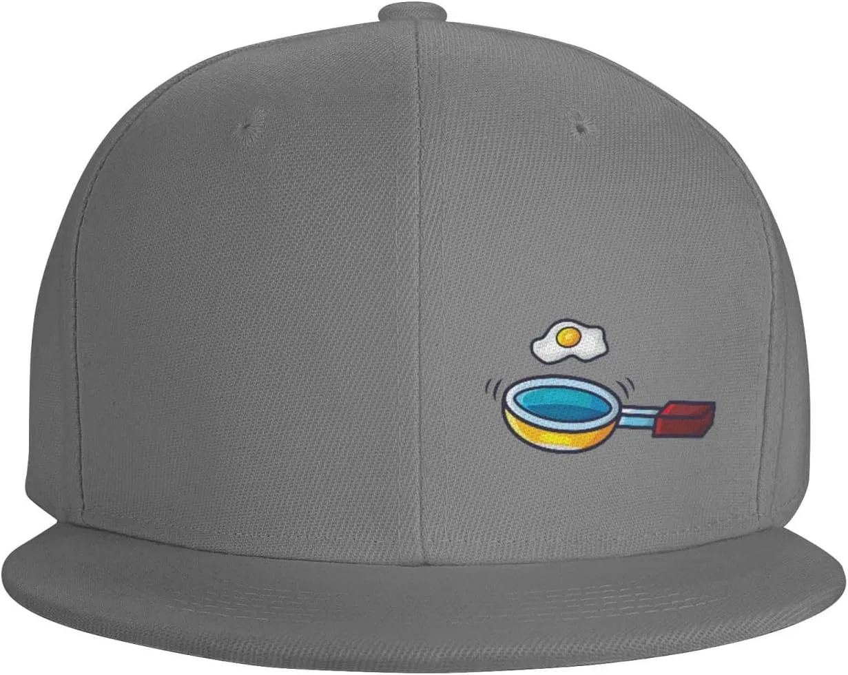 Frying Pan with Eggs Snapback Hats for Men Women Baseball Cap Flat Bill Brim Hat