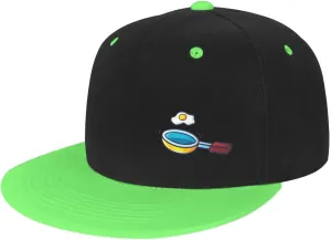 Frying Pan with Eggs Snapback Hats for Men Women Hat Baseball Cap Flat Bill Visor White Hat