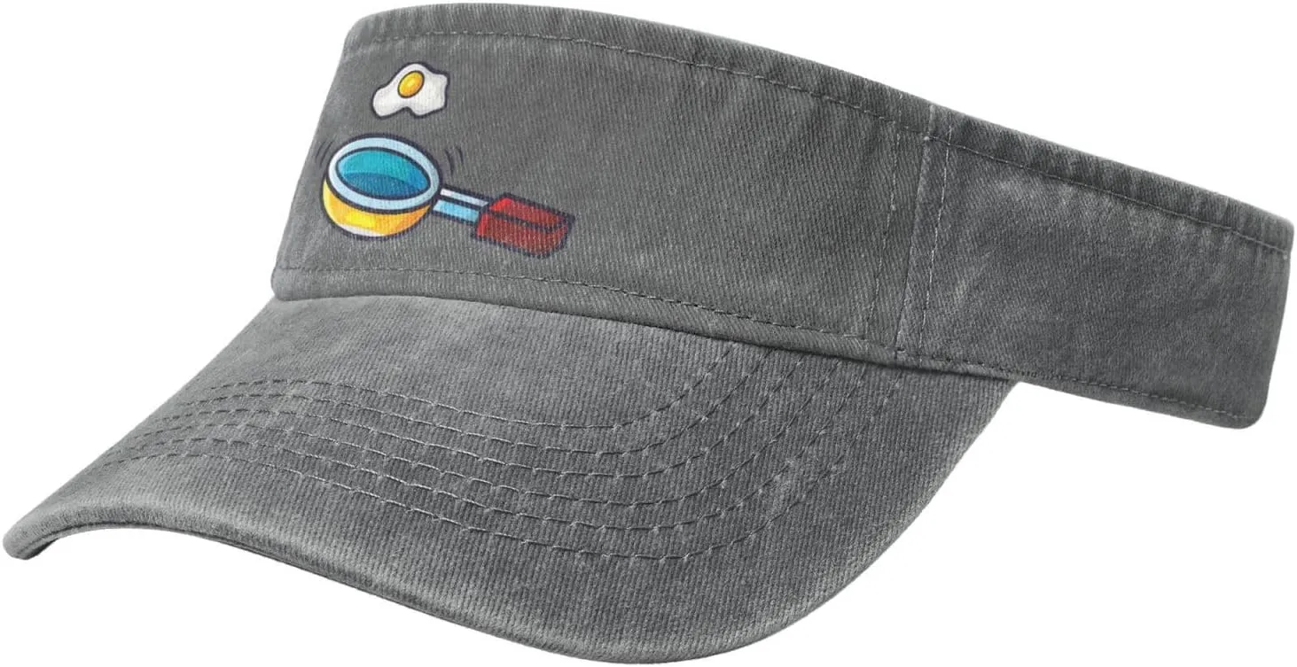 Frying Pan with Eggs Sun Visor Hats for Women Men Adjustable Sports Sun Hats Cotton Golf Cap