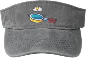 Frying Pan with Eggs Sun Visor Hats for Women Men Adjustable Sports Sun Hats Cotton Golf Cap