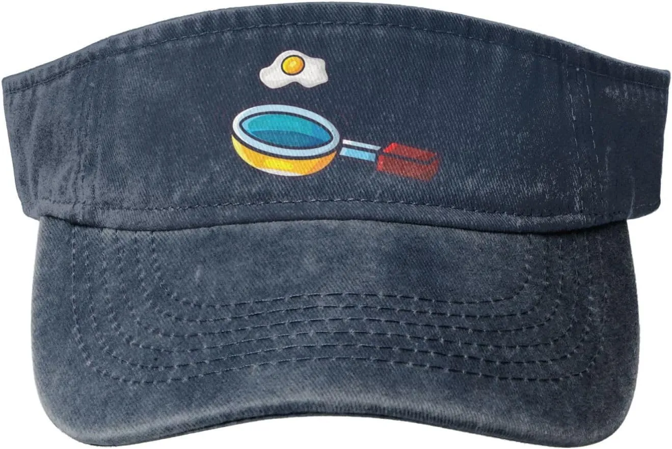 Frying Pan with Eggs Sun Visor Hats for Women Men Adjustable Sports Sun Hats Golf Cap