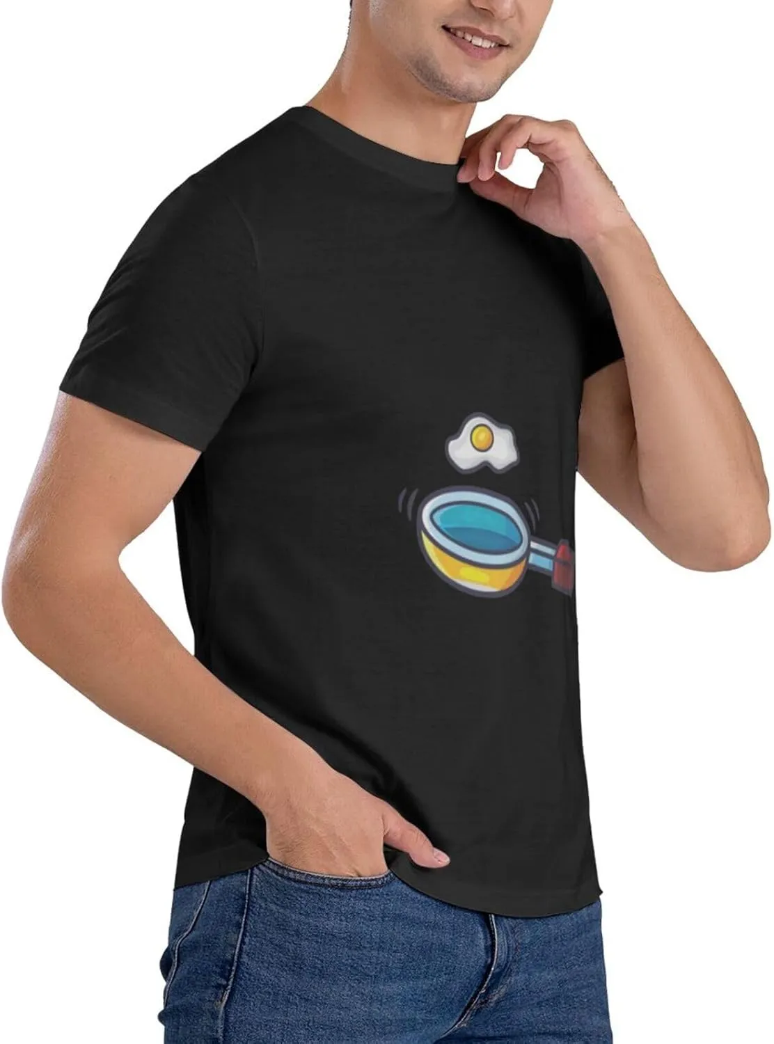 Frying Pan with Eggs T-Shirt Cotton Short Sleeve for Men Women T-Shirt