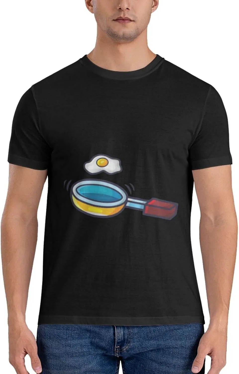 Frying Pan with Eggs T-Shirt Cotton Short Sleeve for Men Women T-Shirt