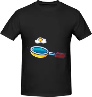 Frying Pan with Eggs T-Shirt Cotton Short Sleeve for Men Women T-Shirt